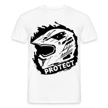 Protect - Schutzhelm [Schwarz] - Männer T-Shirt - Weiß - Vorne - AI Model Male 178 dark (178cm)