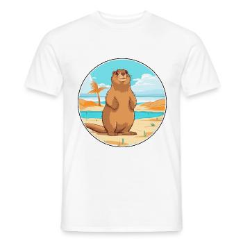 Murmeltier Aquarell Cartoon Kawaii Clipart Tier - Männer T-Shirt - Weiß - Vorne - AI Model Male 178 dark (178cm)