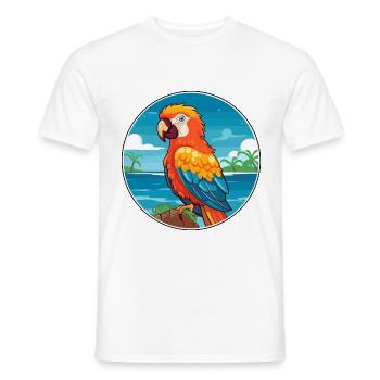 Parrot Watercolor Cartoon Kawaii Clipart Animal - Men's T-Shirt - white - Front - AI Model Male 178 dark (178cm)