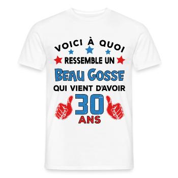 30 ans anniversaire homme cadeau humour drôle - T-shirt homme - blanc - Devant - AI Model Male 178 dark (178cm)
