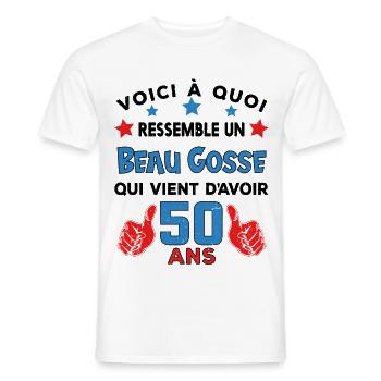 50 ans anniversaire homme cadeau humour drôle - T-shirt homme - blanc - Devant - AI Model Male 178 dark (178cm)
