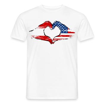 Austria USA heart shape with hands used - Men's T-Shirt - white - Front - AI Model Male 178 dark (178cm)