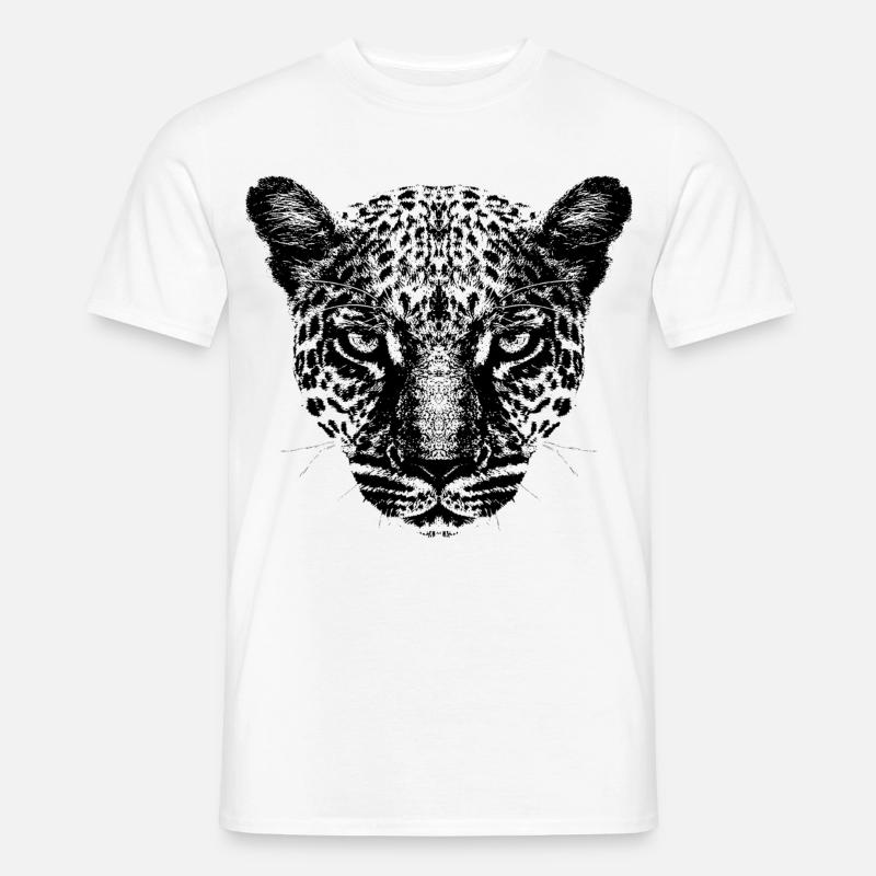Leopard / Kopf / Schwarz - Männer T-Shirt - Weiß