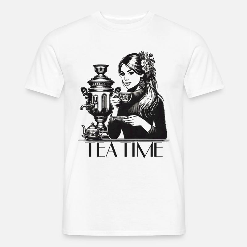 Samowar Teezeit Frau Geschenk - Männer T-Shirt - Weiß