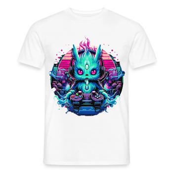 Synthwave Zocker Gaming Alien - Männer T-Shirt - Weiß - Vorne - AI Model Male 178 dark (178cm)