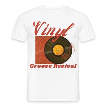 Vinyl Groove Revival - Retro Vintage T-Shirt - Männer T-Shirt - Weiß - Vorne - AI Model Male 178 dark (178cm)
