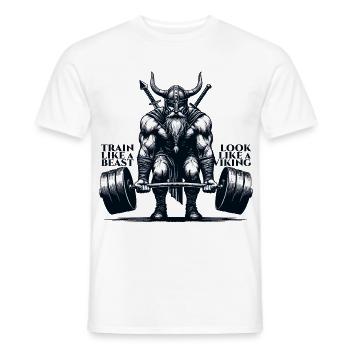 Wikinger Kreuzheben Geschenk - Männer T-Shirt - Weiß - Vorne - AI Model Male 178 dark (178cm)
