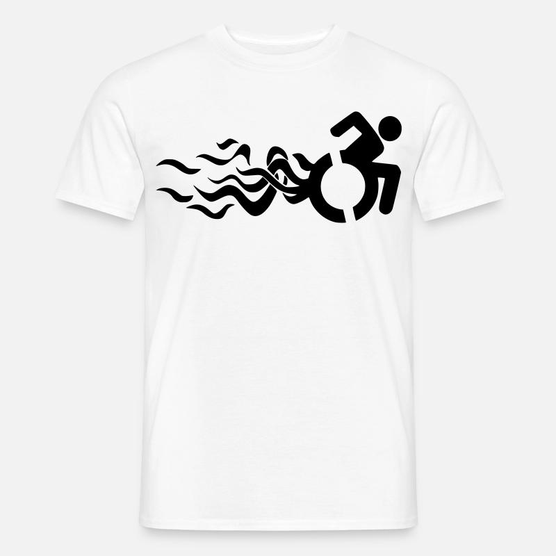Flammendes Rollstuhlsymbol * - Männer T-Shirt - Weiß