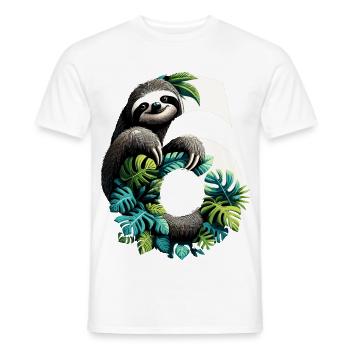 6 ans paresseux 6e cadeau d’anniversaire - T-shirt homme - blanc - Devant - AI Model Male 178 dark (178cm)