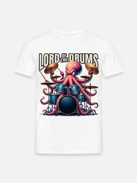 Oktopus am Schlagzeug – Lord of the Drums - Männer T-Shirt - Weiß