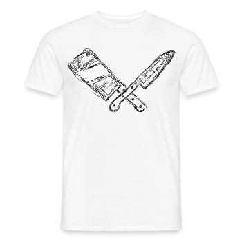 Knife and cleaver drawing - Men's T-Shirt - white - Front - AI Model Male 178 dark (178cm)