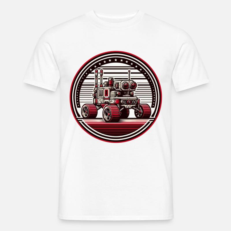"Himmlischer Entdecker" - Space Rover Abzeichen - Männer T-Shirt - Weiß