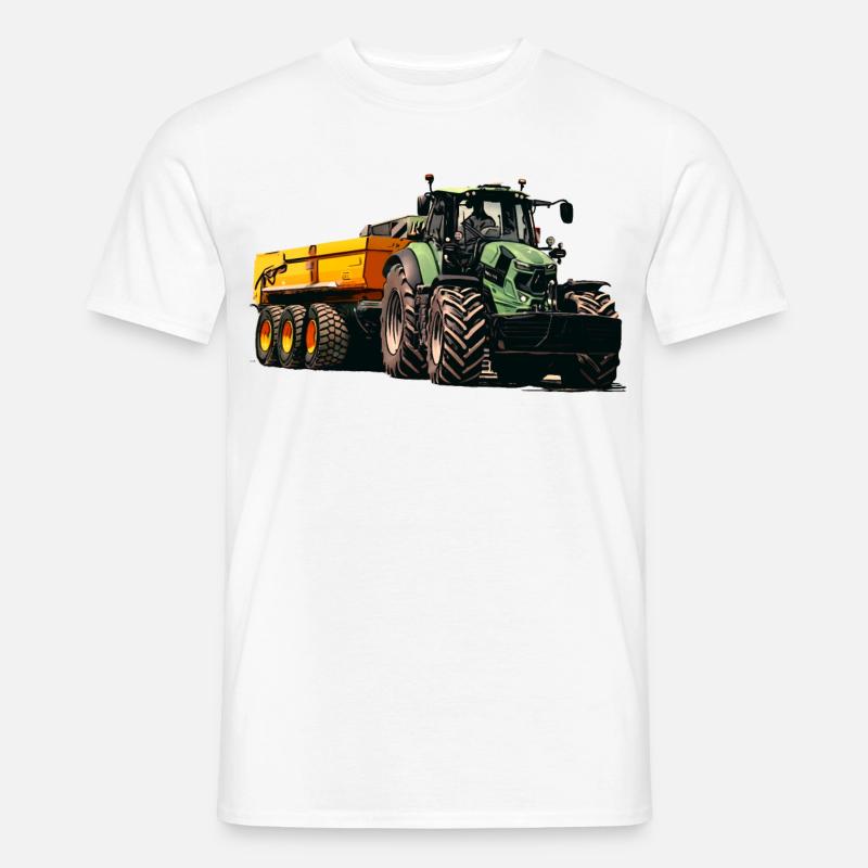 Traktor mit Anhänger Kipper - Männer T-Shirt - Weiß