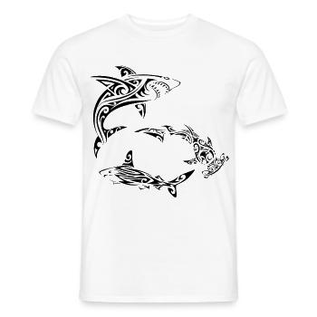 Requins polynésiens noirs - T-shirt homme - blanc - Devant - AI Model Male 178 dark (178cm)