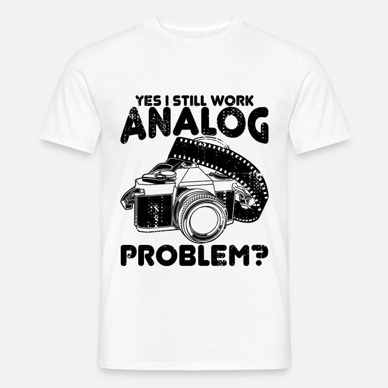 Ja ich arbeite noch analog - Männer T-Shirt - Weiß