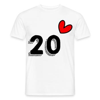 20. 20 ANS. 20e ANNIVERSAIRE. ANNIVERSAIRE 20 ANS. - T-shirt homme - blanc - Devant - AI Model Male 178 dark (178cm)