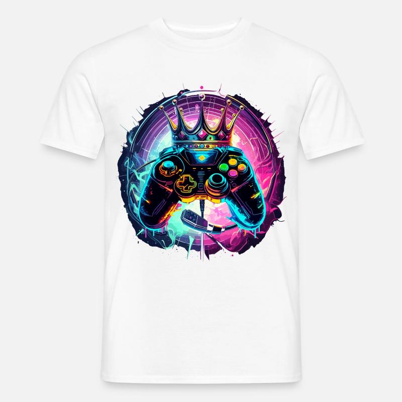 Gaming Controller mit Headset und Krone - Männer T-Shirt - Weiß