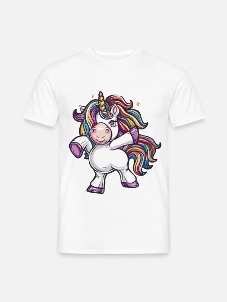 Bunter Einhorn Tanz - Männer T-Shirt - Weiß