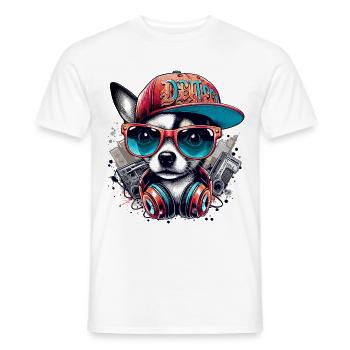 Cooler Chihuahua Hund Sonnenbrille Geschenk - Männer T-Shirt - Weiß - Vorne - AI Model Male 178 dark (178cm)