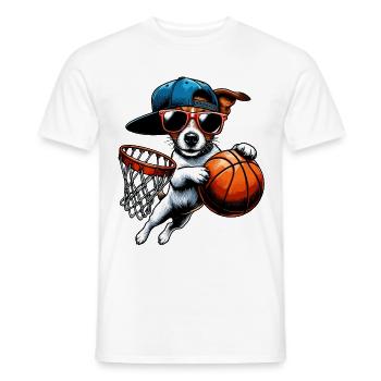 Jack Russell Basketball Sunglasses Cap Design - Men's T-Shirt - white - Front - AI Model Male 178 dark (178cm)