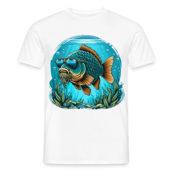 Carp with sunglasses - Men's T-Shirt - white - Front - AI Model Male 178 dark (178cm)
