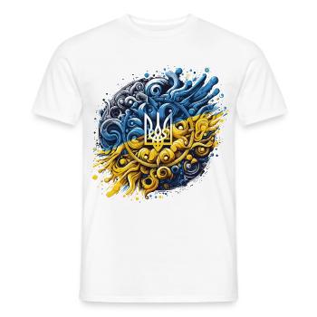 Ukraine ukrainisch Flagge Fahne Wappen Freiheit - Männer T-Shirt - Weiß - Vorne - AI Model Male 178 dark (178cm)