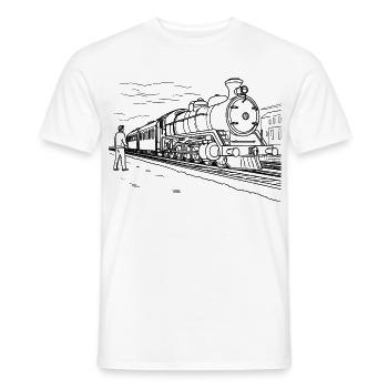 Croquis d’amant de train - T-shirt homme - blanc - Devant - AI Model Male 178 dark (178cm)