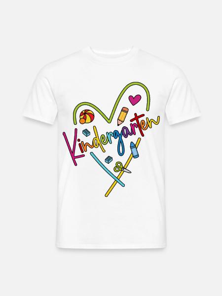 Kindergarten Herz Bunt Abschied Kita Danke sagen - Männer T-Shirt - Weiß