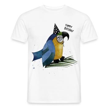joyeux anniversaire perroquet illustration - T-shirt homme - blanc - Devant - AI Model Male 178 dark (178cm)