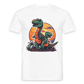 Dinosaure Papa Dino Père Fils Vintage Rétro - T-shirt homme - blanc - Devant - AI Model Male 178 dark (178cm)