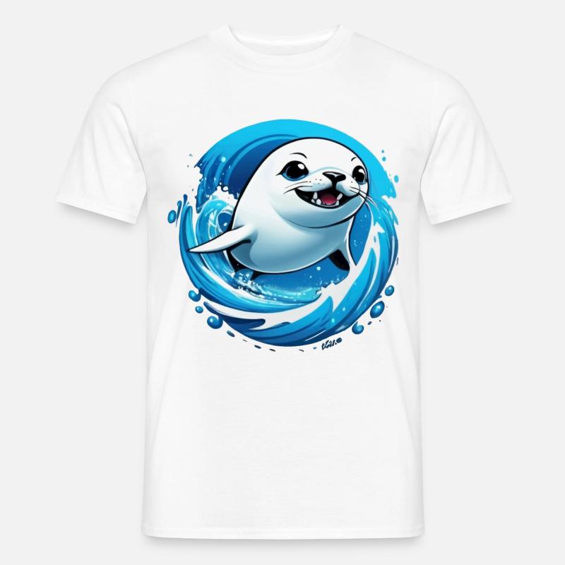 Robbe Robben Meer - Männer T-Shirt - Weiß