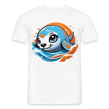Cute baby seal - Men's T-Shirt - white - Front - AI Model Male 178 dark (178cm)