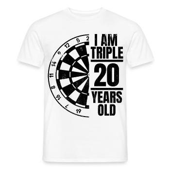 Old darts player saying - Men's T-Shirt - white - Front - AI Model Male 178 dark (178cm)