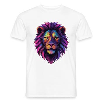 Löwe Löwenkopf geometrisch Geometrie bunt Geschenk - Männer T-Shirt - Weiß - Vorne - AI Model Male 178 dark (178cm)
