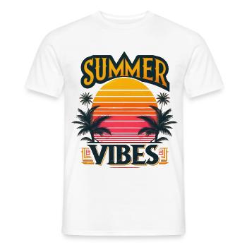 Tropische Sommerstimmung: Das Abenteuer bei Sonnenuntergang erwartet Sie - Männer T-Shirt - Weiß - Vorne - AI Model Male 178 dark (178cm)