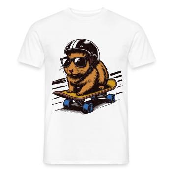 Skateboard Hamster mit Helm - Männer T-Shirt - Weiß - Vorne - AI Model Male 178 dark (178cm)