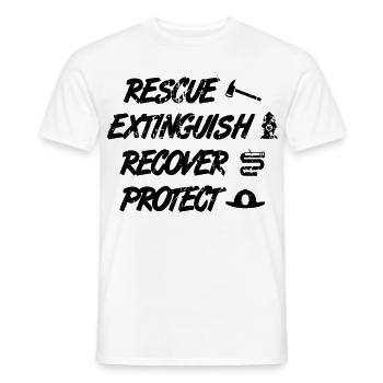 Rescue Extinguish Recovery Protect - Men's T-Shirt - white - Front - AI Model Male 178 dark (178cm)