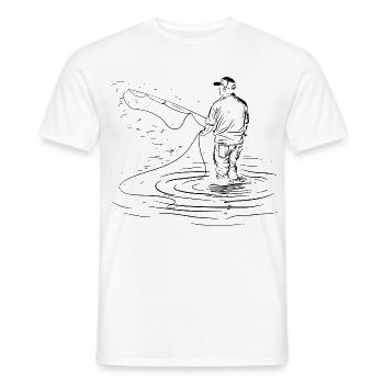 Fishing Drawing - Men's T-Shirt - white - Front - AI Model Male 178 dark (178cm)