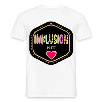 INKLUSION MIT HERZ - Männer T-Shirt - Weiß - Vorne - AI Model Male 178 dark (178cm)
