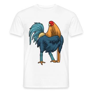 Rooster Cricket Cricket Bat - Men's T-Shirt - white - Front - AI Model Male 178 dark (178cm)