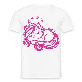 Sleeping Unicorn Cat (Pink) - Men's T-Shirt - white - Front - AI Model Male 178 dark (178cm)