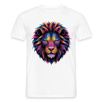 Löwe Löwenkopf geometrisch Geometrie bunt Geschenk - Männer T-Shirt - Weiß - Vorne - AI Model Male 178 dark (178cm)