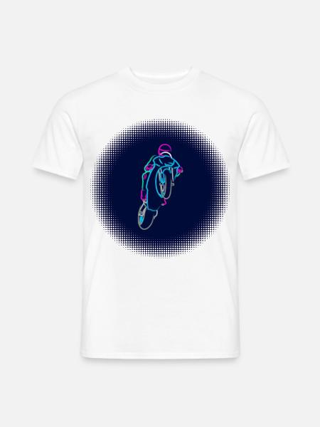 Wheelie extrem mit Motorrad beim Rennen farbig - Männer T-Shirt - Weiß