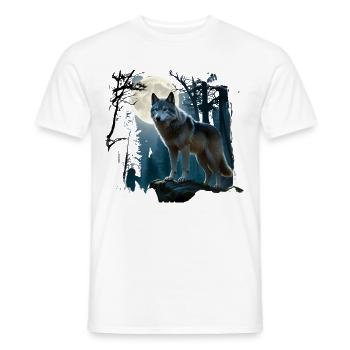 Mondwolf im nächtlichen Wald - Männer T-Shirt - Weiß - Vorne - AI Model Male 178 dark (178cm)