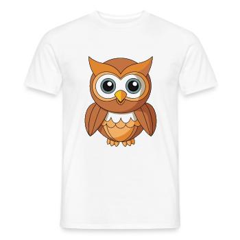 Owl Cute Mascot Cartoon Character Kawaii - Men's T-Shirt - white - Front - AI Model Male 178 dark (178cm)