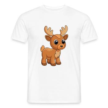 Moose Cute Mascot Cartoon Character Kawaii - Men's T-Shirt - white - Front - AI Model Male 178 dark (178cm)