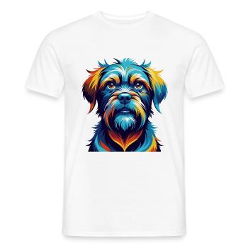 Griffon belge Chien Race Coloré Dessin animé Kawaii - T-shirt homme - blanc - Devant - AI Model Male 178 dark (178cm)