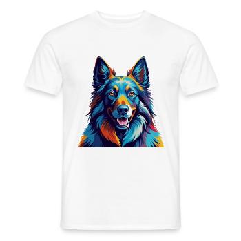 Belgian Sheepdog Breed Colorful Cartoon Kawaii - Men's T-Shirt - white - Front - AI Model Male 178 dark (178cm)