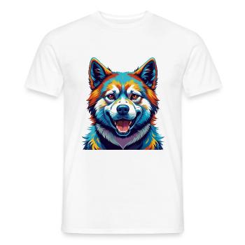 Akita Hunderasse Buntes Aquarell Karikatur Kawaii - Männer T-Shirt - Weiß - Vorne - AI Model Male 178 dark (178cm)
