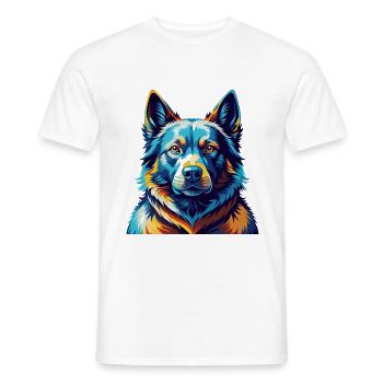 Black Norwegian Elkhound Dog Breed Cartoon Kawaii - Men's T-Shirt - white - Front - AI Model Male 178 dark (178cm)
